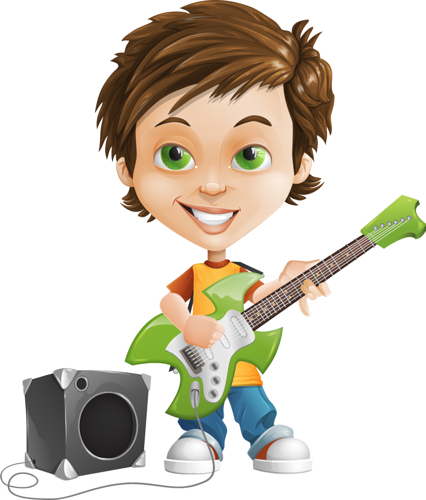 Boy Playing Guitar Clipart (874x1024)