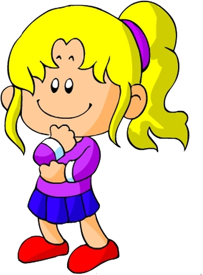 Cartoon Child Clip Art - Little Girl Thinking Png (720x912)