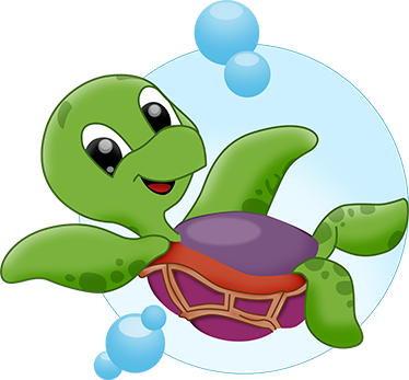 Cartoon Turtle Children's Wall Sticker - Tortugas Marinas Animadas Bebes (374x347)