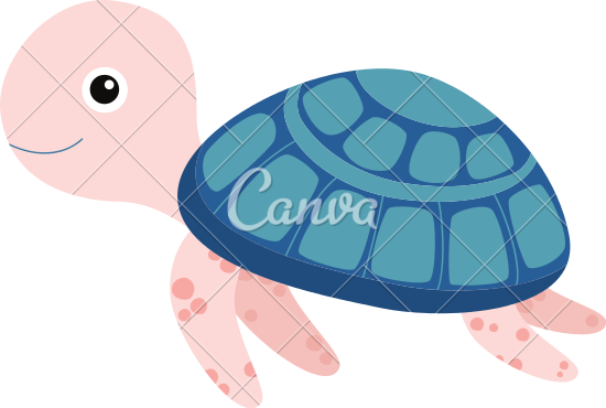 Cute Cartoon Sea Turtle - Cartoon (550x370)