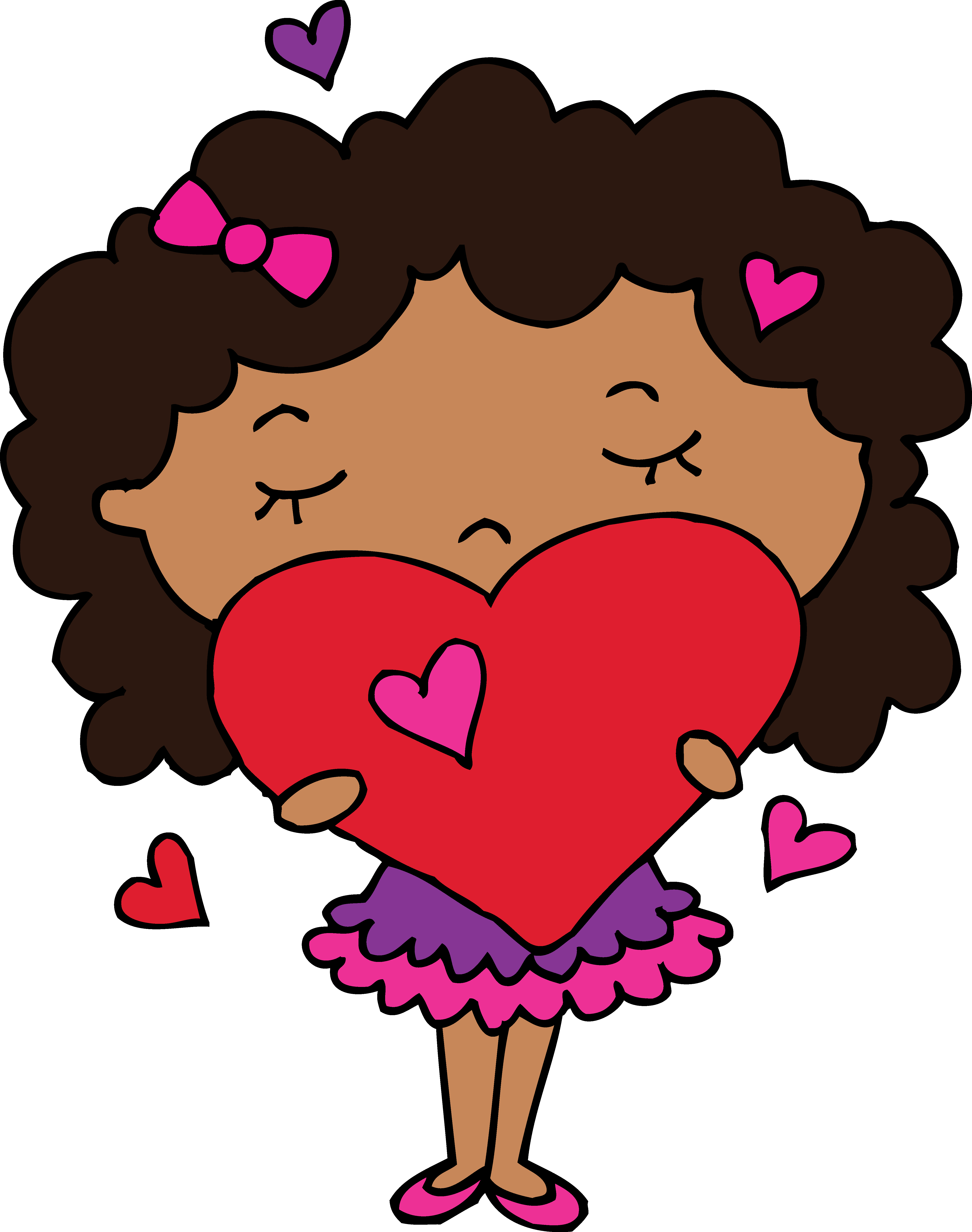 Heart Hug Cliparts - Curly Girl Clip Art (4929x6244)