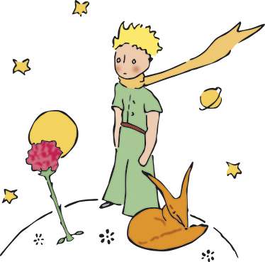 Little Prince And Rose Wall Sticker - Le Petit Prince Little Prince Rose (374x369)