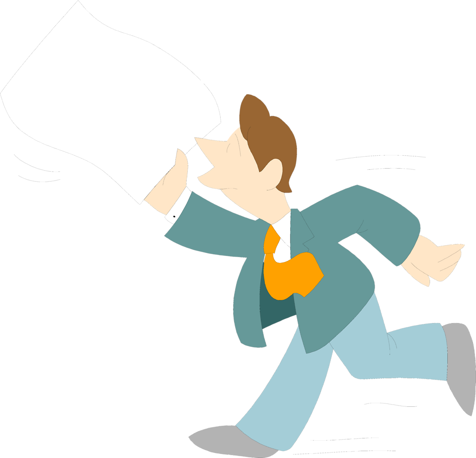 Illustration Of A Man Running With A Blank Paper - Running Businessman Clipart Png (958x923)