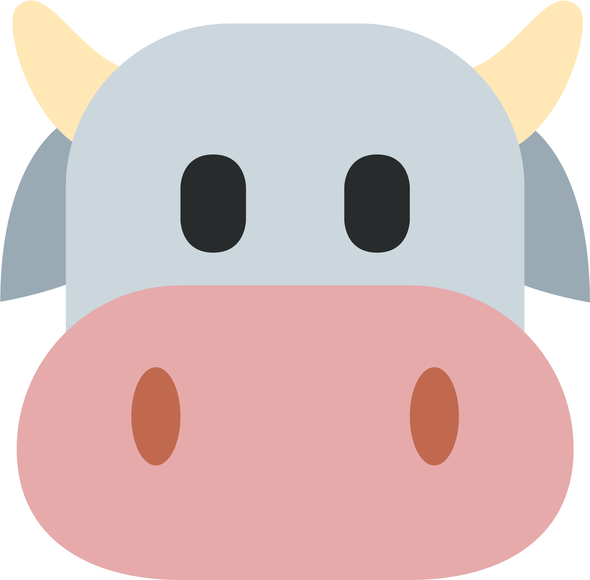Cow Face Cartoon - Cow Emoji (2048x2048)