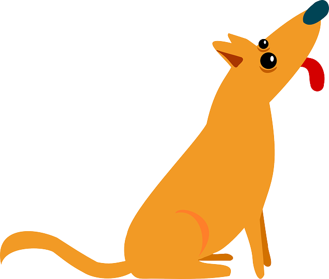 Sitting, Pet, Yellow, Orange, Animal, Cartoon - Dog Vector Clip Art (640x543)