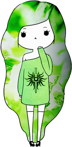 Green Girl - Kawaii Girl Drawing (328x530)