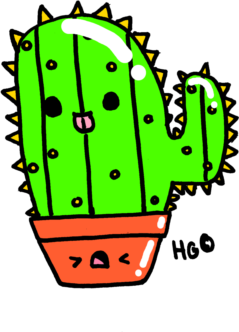 Kawaii Cactus By Crystal Moore Kawaii Cactus By Crystal - Drawing (900x1204)