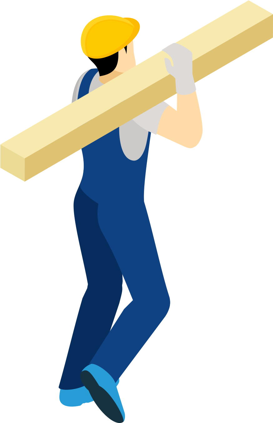 Vector Construction Workers Back - Construction Worker (939x1600)