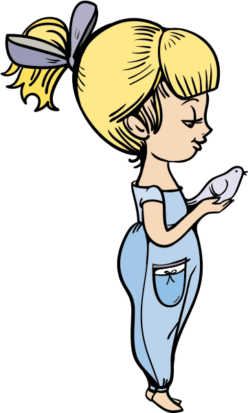 Clipart Elinde Kuş Tutan Kız Çocuğu - Elinde Kuş Olan Çocuk (450x600)