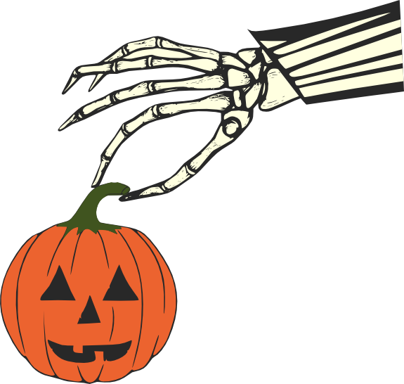 Holidays, Personal Use, Jack Skellington Hand With - Jack O Lantern Clip Art (575x546)