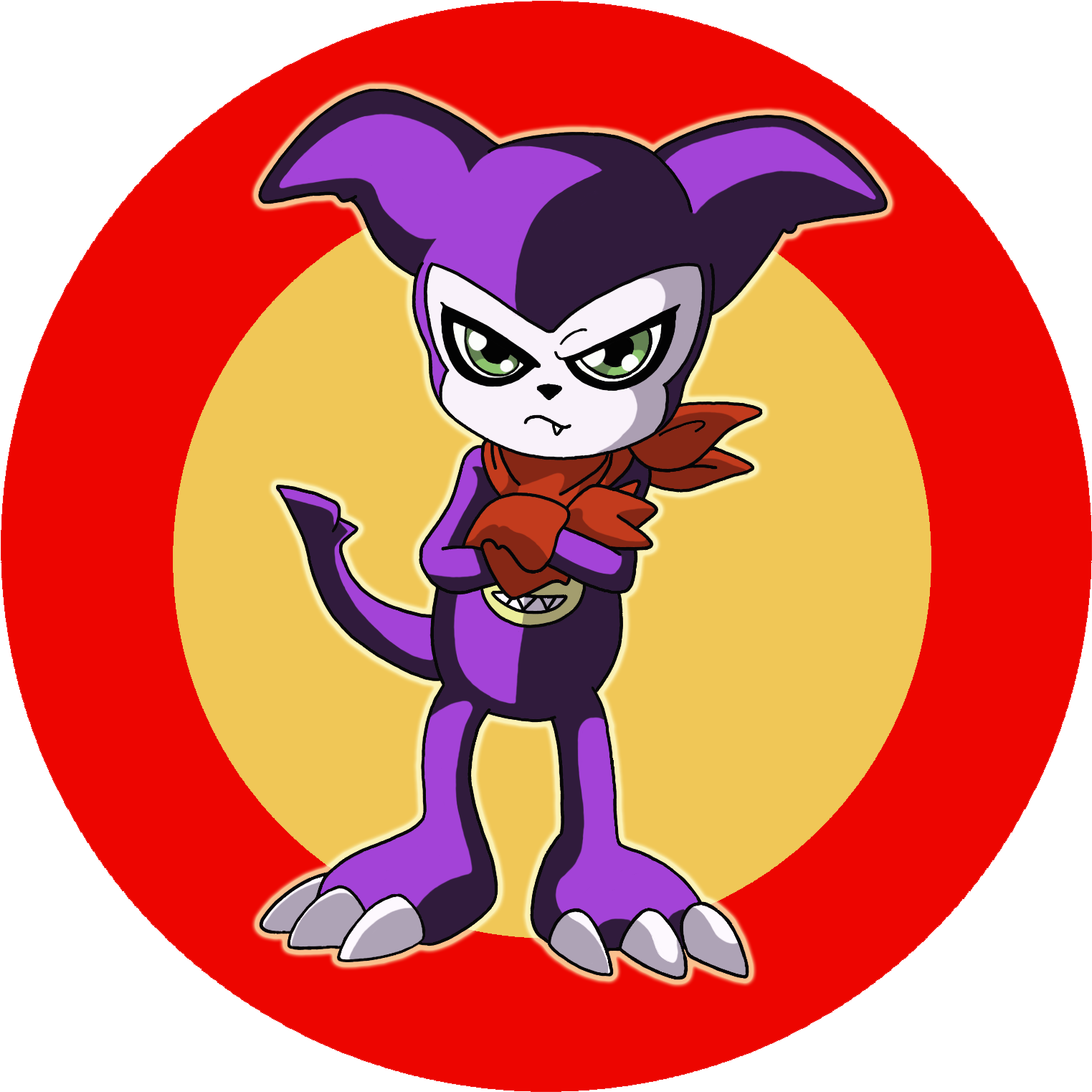 Impmon Arms Crossed - Cartoon (1804x1680)