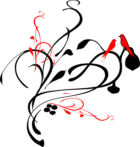 Birds On A Branch Clip Art At Clker - Lines, Vines And Trying Times (570x598)