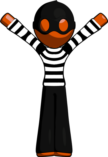 Orange Thief Man With Arms Out Joyfully - Stock Photography (379x550)