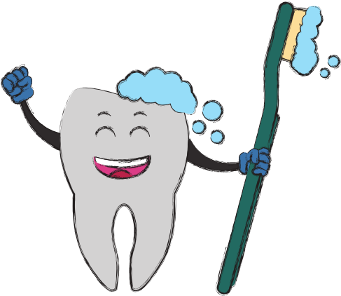 Tooth With Brush Cartoon - Toothbrush (550x550)