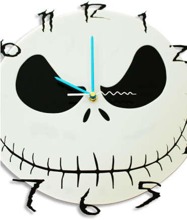 Laser Cut Nightmare Perspex Wall Clock - Free Pumpkin Carving Patterns (370x450)