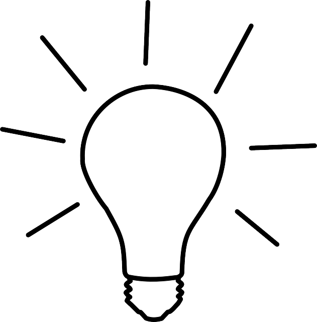 Light, Light Bulb, Electric Bulb, Lamp, Bulb - Cartoon Black And White Light Bulb (631x640)