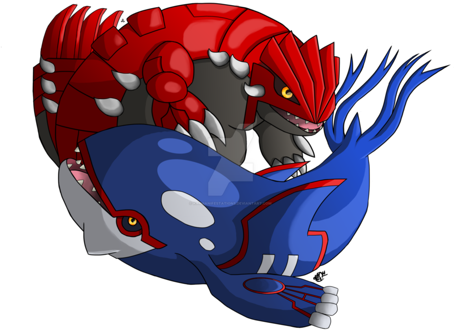 Groudon And Kyogre By Katmanifestations - Groudon And Kyogre Png (907x880)