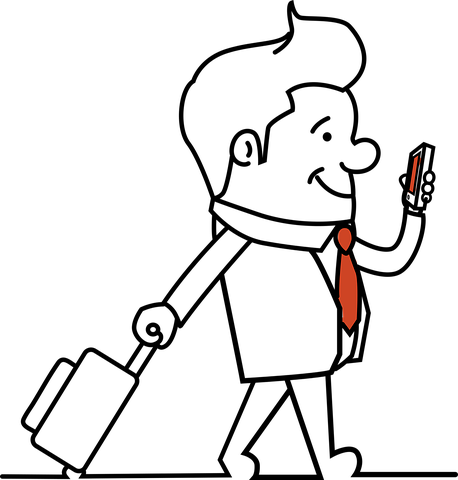 Travel Safety Baggage Scams - Man With Suitcase Drawing (458x480)