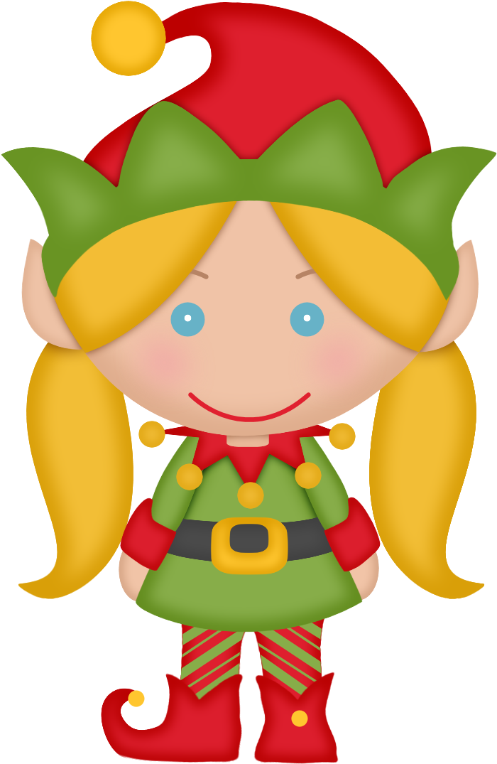 Elves Of The Helping Santa Clip Art - Girl Christmas Elf Clipart (1050x1212)