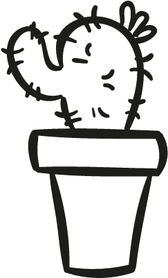 Gardening Cactus In A Pot Vector - Cactus In Pot Outline (400x400)