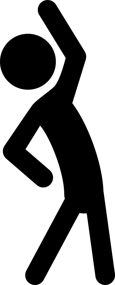 Stretching Man Silhouette Raising Right Arm Comments - Silhouette Stretching Png (396x980)