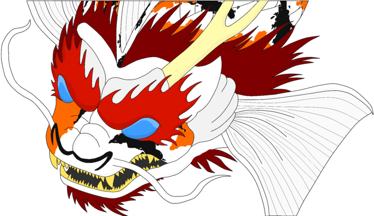 Drawn Fish Dragon - Koi Fish Dragon Art (900x430)