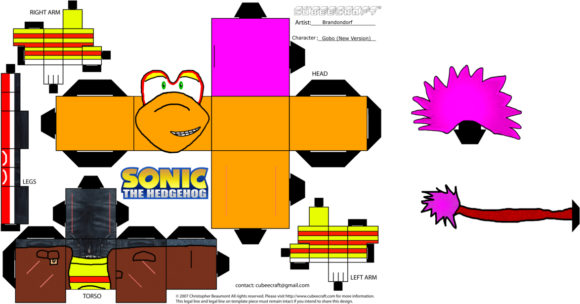 Gobo Fraggle Cubee By Brandondorf9999 - Paper Toys Marvel (1300x615)