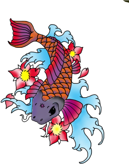 Koi Tattoo Clip Art - Fish Tattoo Png (453x604)