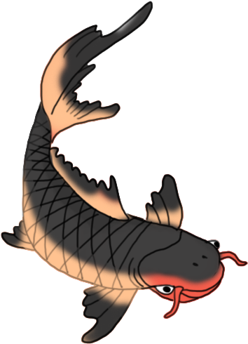 Red And Black Koi Fish Clipart - Red And Black Koi Fish Clipart (393x515)
