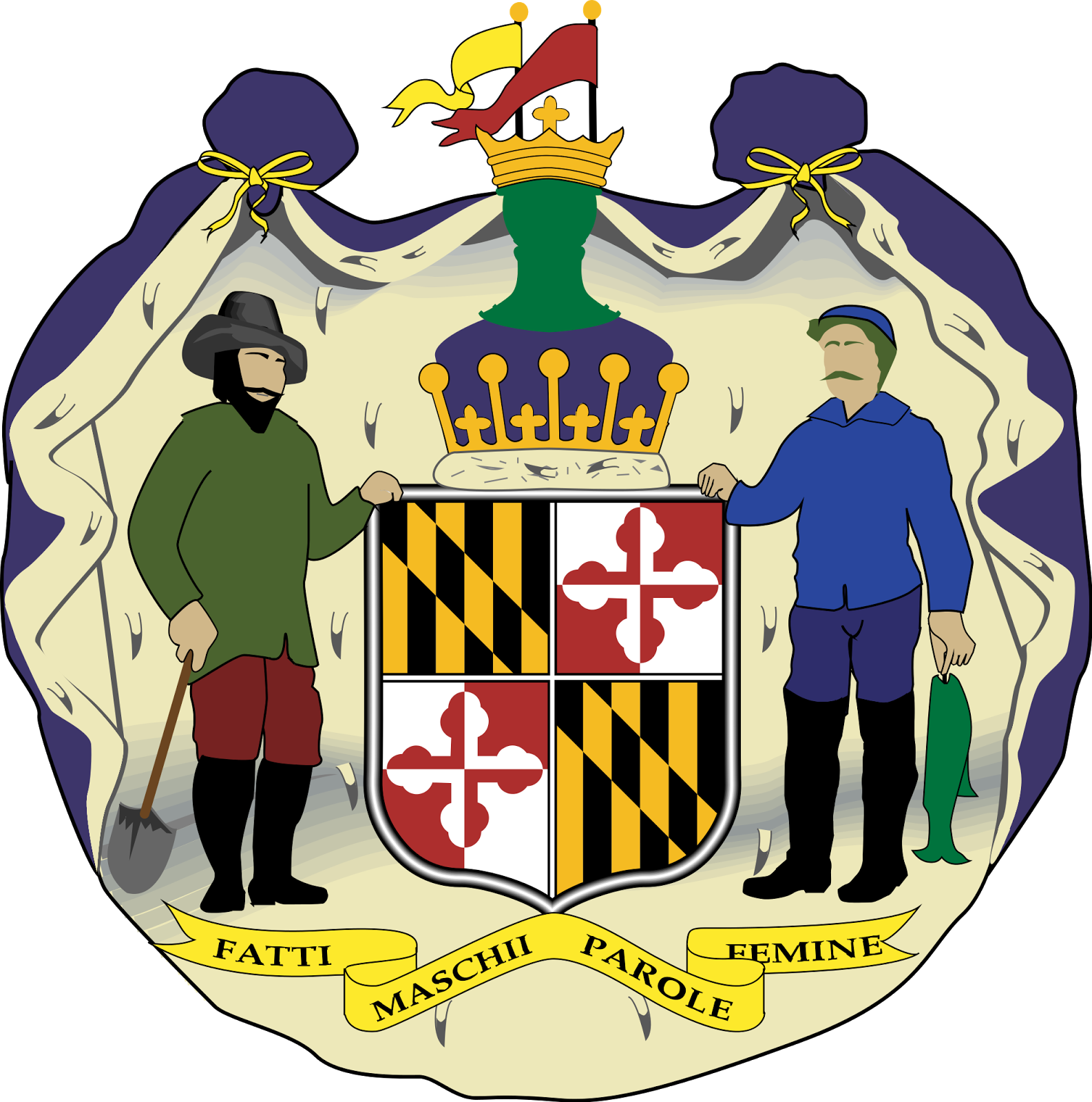 Maryland's Coat Of Arms - Great Seal Of Maryland Round Ornament (1586x1600)