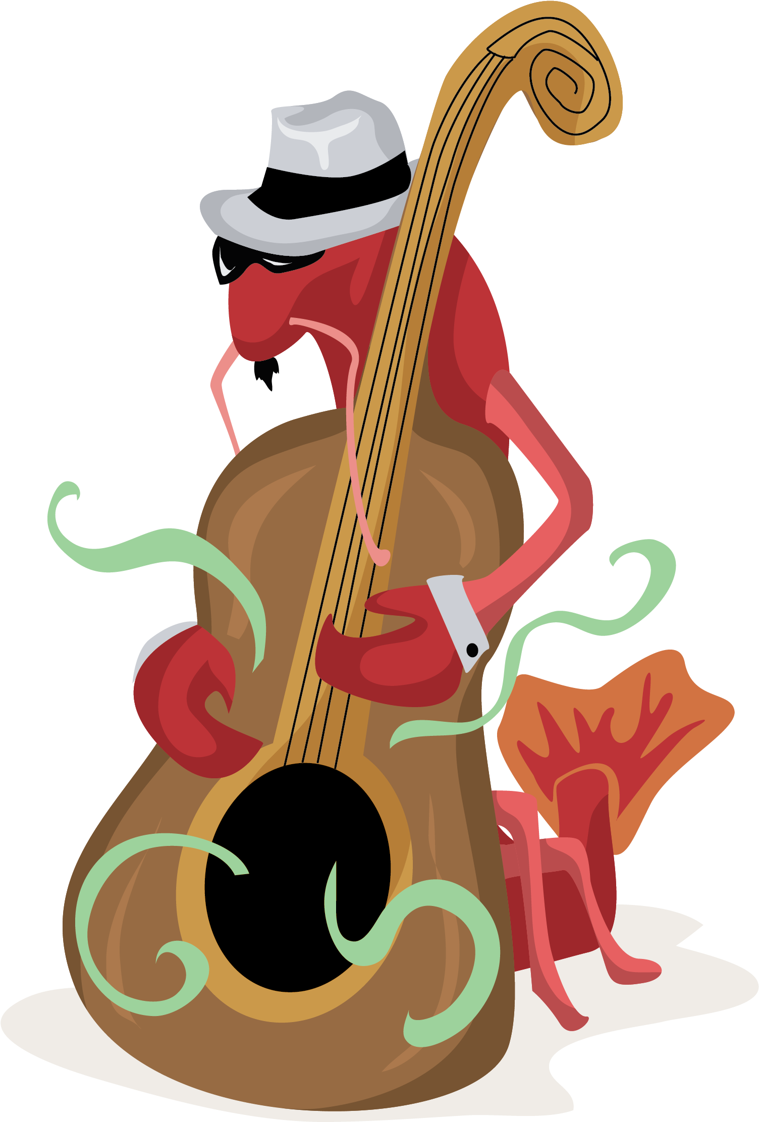 Crawfish Playing Bass Free Vector Clip Art - Clip Art (1749x2466)