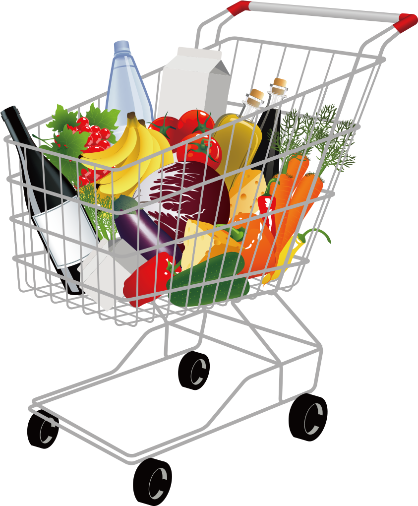 Shopping Cart Supermarket Clip Art - Full Shopping Cart Transparent (937x1091)