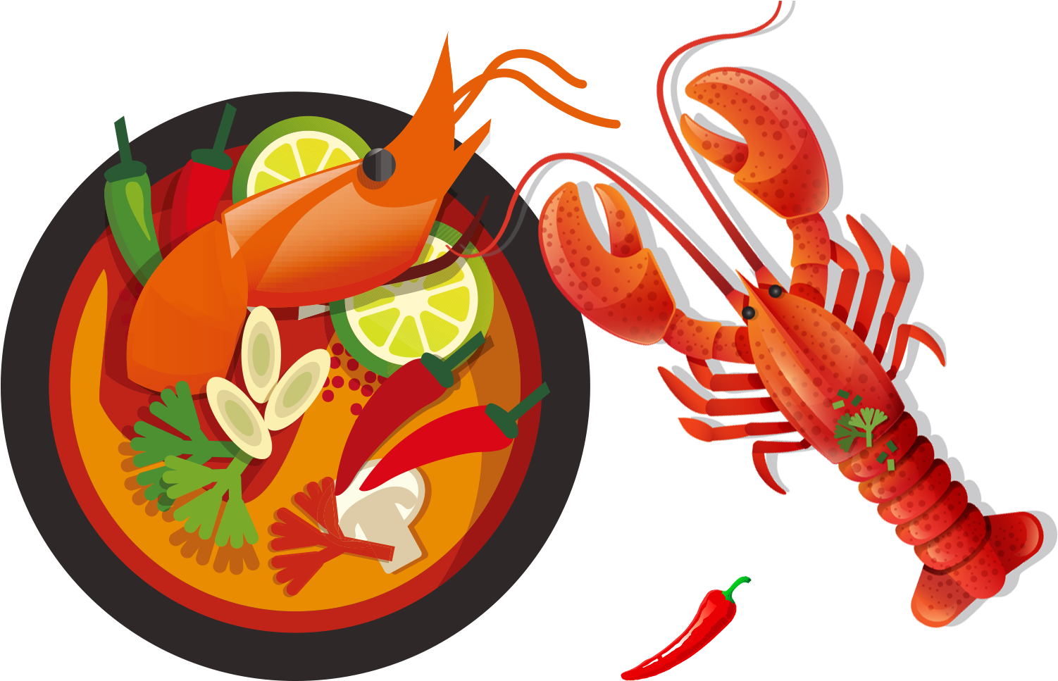 Thai Cuisine Green Papaya Salad Food Illustration - Lobster Food Cartoon (1558x1034)