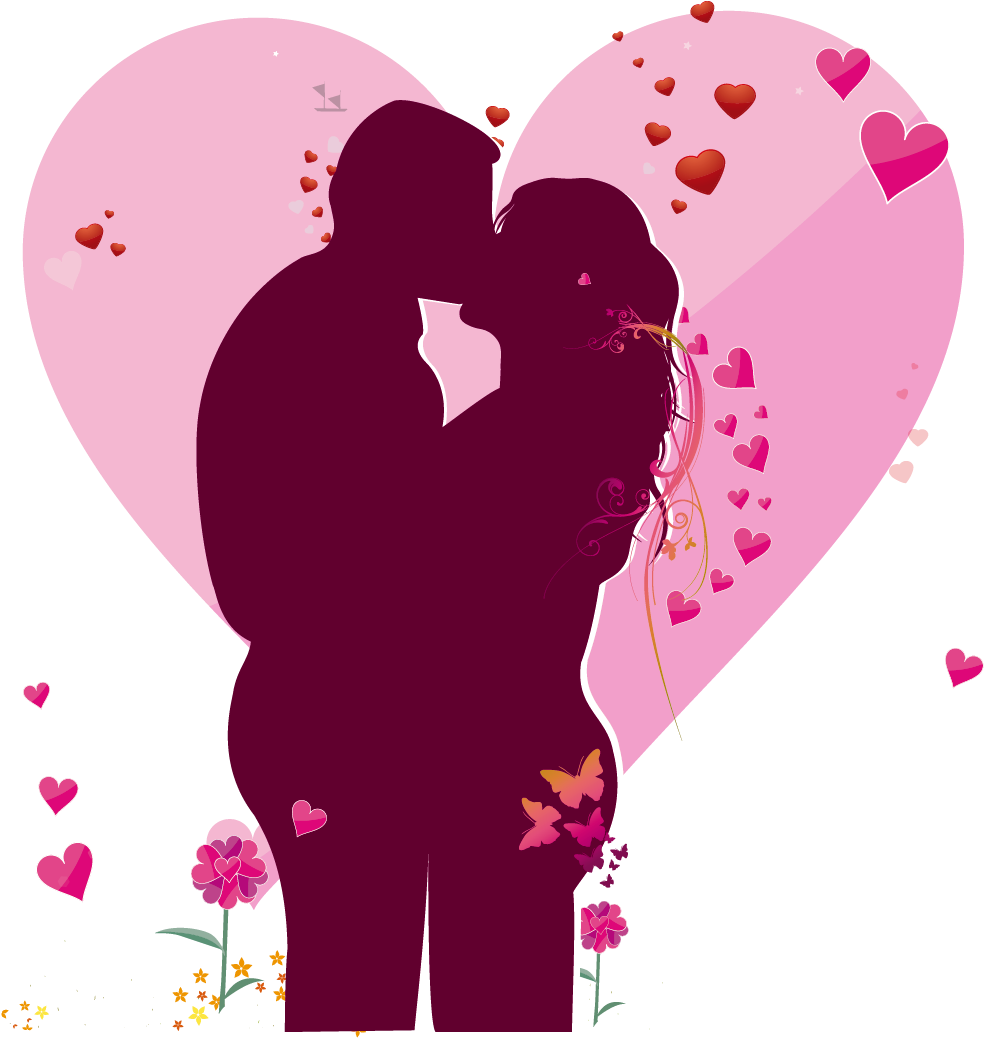 Love Heart Kiss Clip Art - Love Flowers Png (1161x1129)