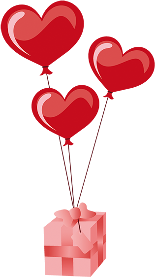 Получив Подарок, Запишитесь Заранее, И Ваш Подарочный - Heart Balloons Clip Art (350x590)