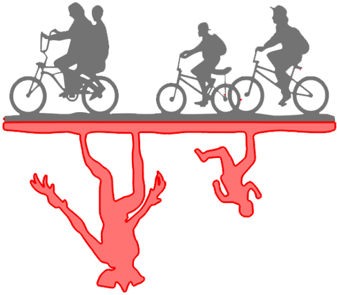 Stranger Things T-shirt - Stranger Things Bike Silhouette (500x450)