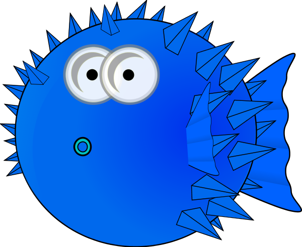 Globe Fish Cartoon Suprised - Cute Transparent Background Puffer Fish Clipart (600x492)