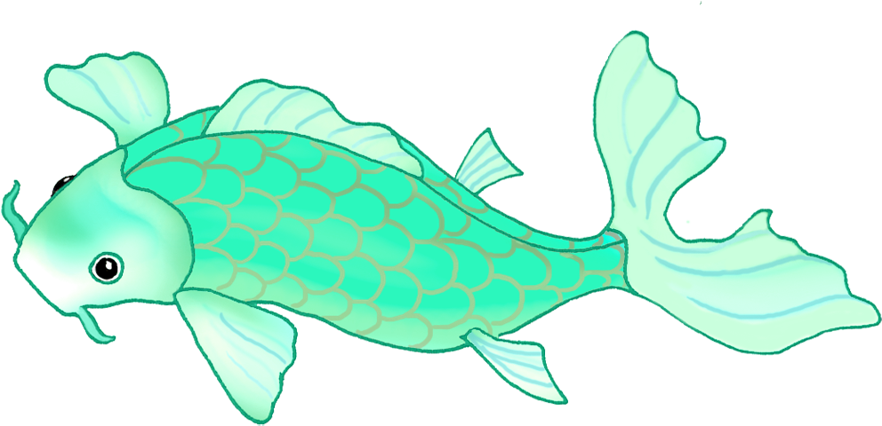 Blue Green Koi Fish Drawing - Drawing (1063x611)