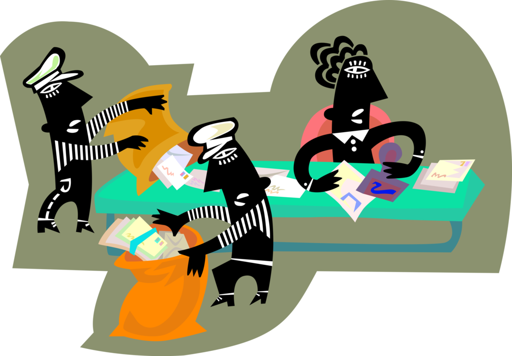 Vector Illustration Of Mailroom Workers Sorting The - Cartoon (1007x700)