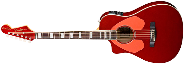 Violão 6 Cordas De Aço, Corpo Estilo Folk Com Cutaway - Fender Dick Dale Malibu Guitar Left Handed (720x260)