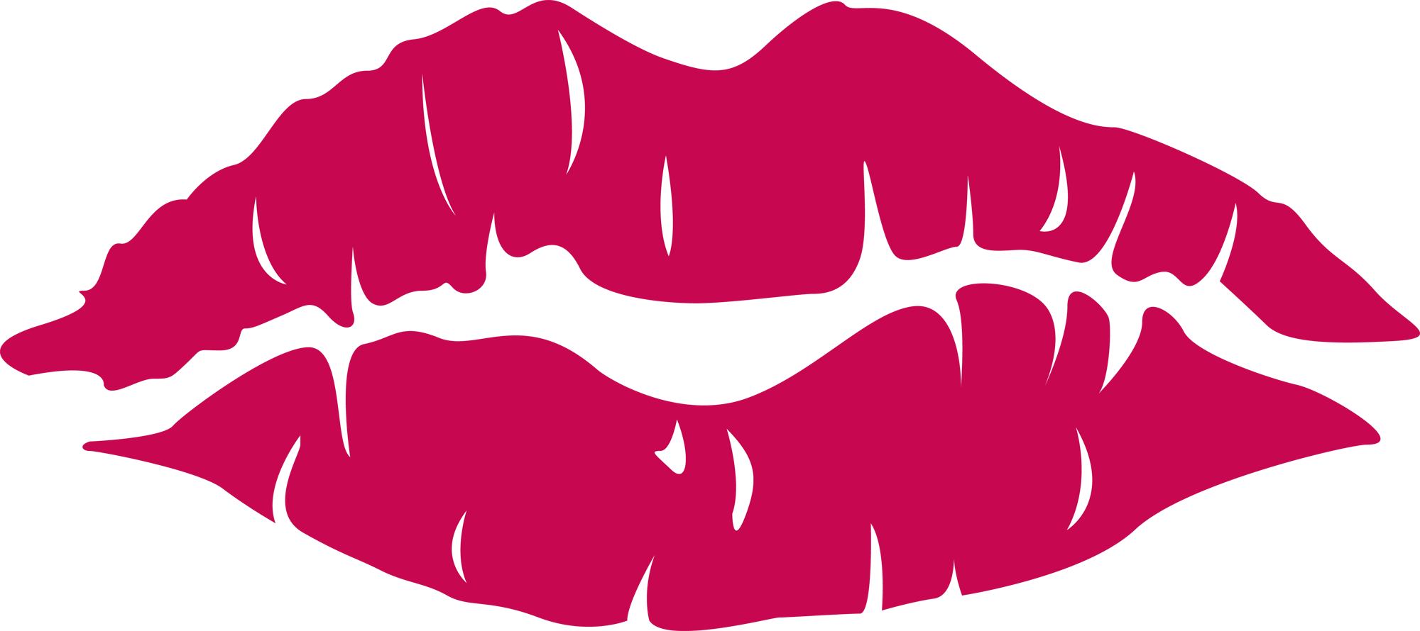 Red Cartoon Lips Clip Art - Lipstick Lips Cartoon (2000x890)