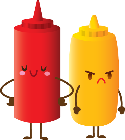 Cute Ketchup And Mustard - Happy Go Lucky Stickers (436x488)