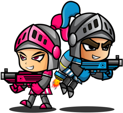 Blue Knight And Girl Knight Character Sprite - Cartoon (600x500)