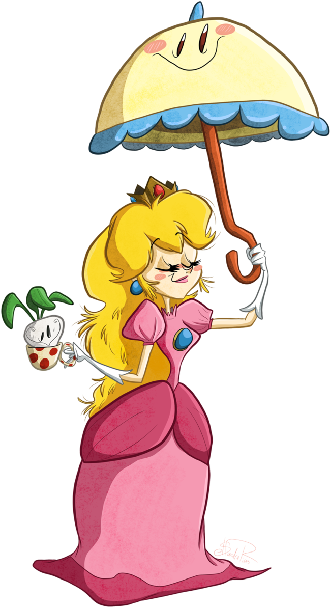 Princess Peach By Sandra Rivas So Cute - Princess Peach With Umbrella (673x1280)