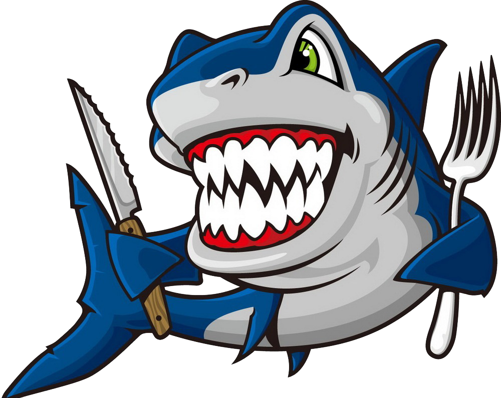 食西餐的露齿鲨鱼 - Shark Images Png Transparent (1181x1082)
