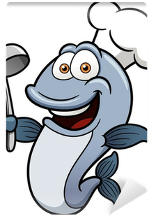Fototapet Vektor Illustration Av Tecknad Kock Fisk - Fish Chef (400x400)