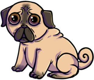 Pictures Of Cartoon Dogs And Puppies - Pug (500x387)