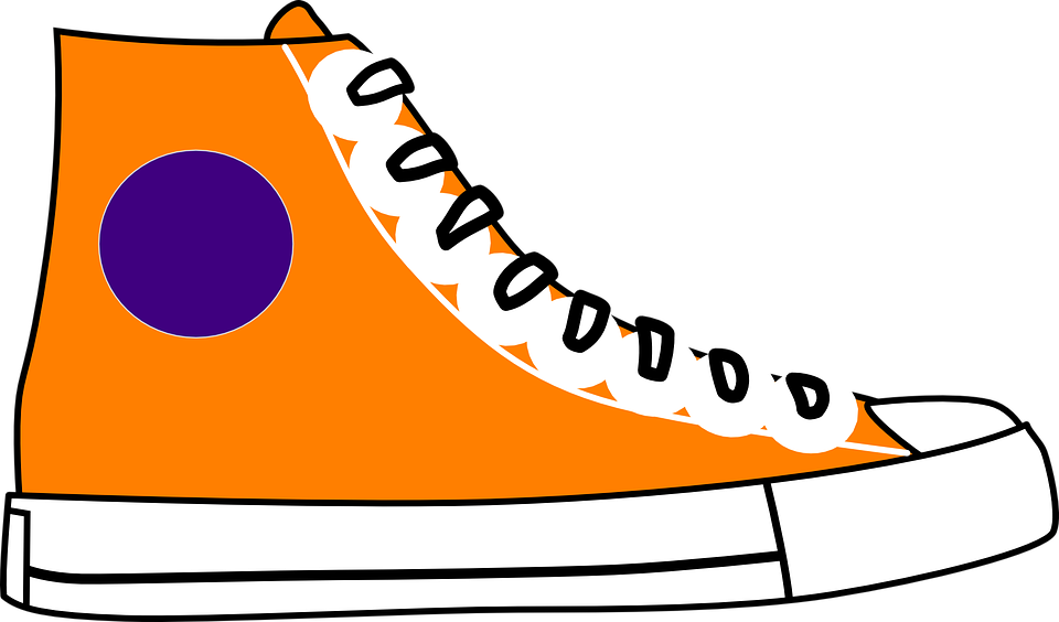 Converse Shoe Orange Purple Laces Boot Fashion - Orange Shoe Clipart (960x564)