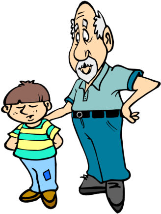 Grandfather And Grandson Clipart (350x452)