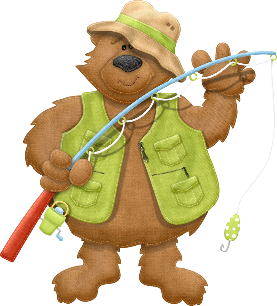 Fishing Bear Clipart - Bear Fishing Clip Art (927x1024)